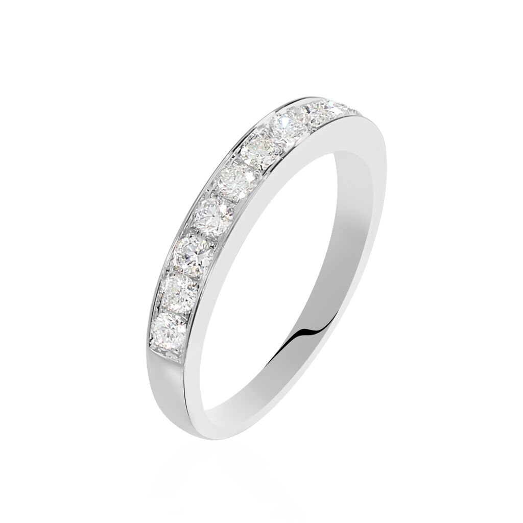 Demi-alliance Or Blanc Valentine Diamants Synthetique - Bijoux Femme | Histoire d&rsquo;Or
