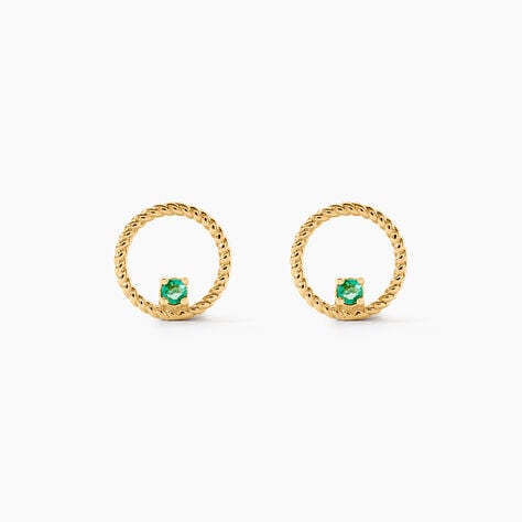 Boucles D'Oreilles Puces Eimhir Or Jaune Emeraude - Clous d'oreilles Femme | Histoire d&rsquo;Or