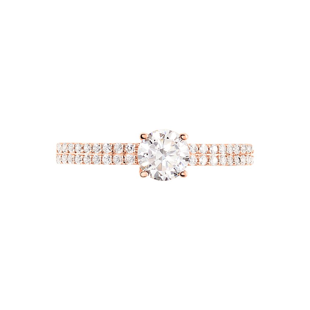 Bague Solitaire Dayna Or Rose Oxyde De Zirconium - Bagues solitaires Femme | Histoire d&rsquo;Or