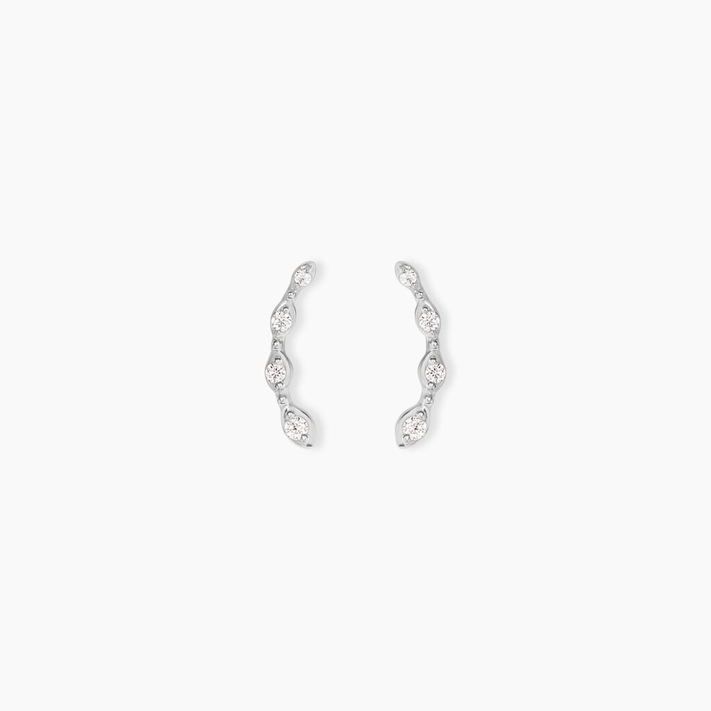 Boucles D'Oreilles Puces Sabia Argent Blanc Oxyde De Zirconium - Boucles d'oreilles fantaisie Femme | Histoire d&rsquo;Or