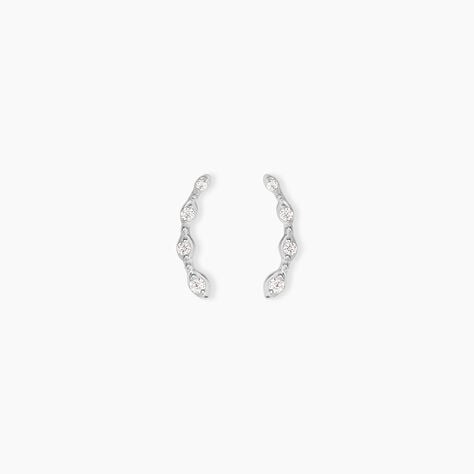 Boucles D'Oreilles Puces Sabia Argent Blanc Oxyde De Zirconium - Boucles d'oreilles fantaisie Femme | Histoire d&rsquo;Or