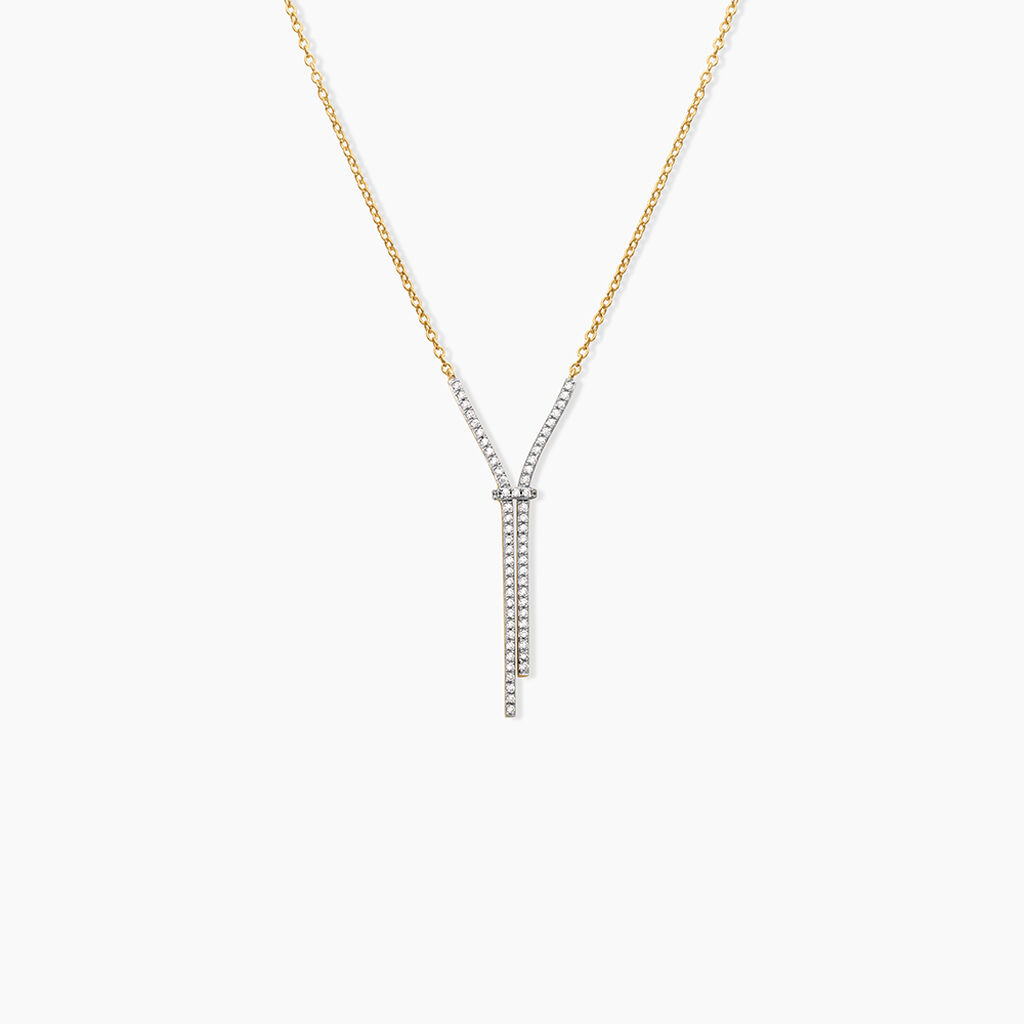 Collier Gwalduz Argent Dor&eacute; A L'Or 750/1000 Oxyde De Zirconium - Colliers Femme | Histoire d&rsquo;Or