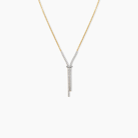 Collier Gwalduz Argent Dor&eacute; A L'Or 750/1000 Oxyde De Zirconium - Colliers Femme | Histoire d&rsquo;Or