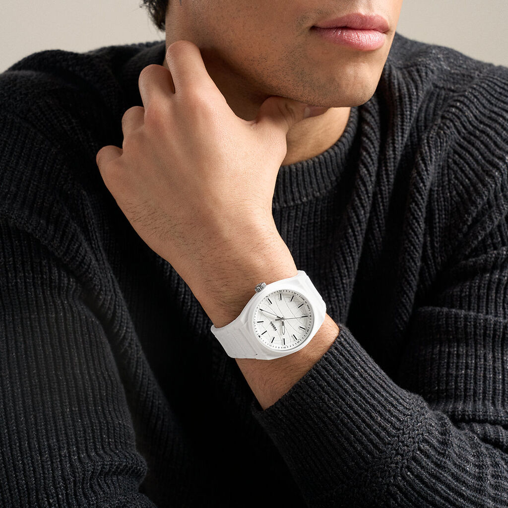 Montre Fossil Everett 3 Hand Blanc - F&ecirc;te des p&egrave;res Homme | Histoire d&rsquo;Or