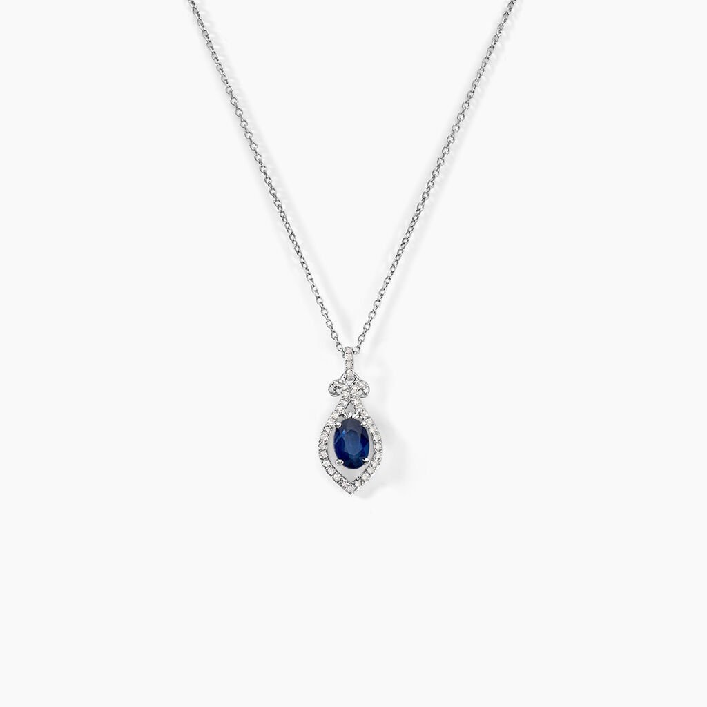Collier Lys Or Blanc Saphir Et Diamant - Colliers Femme | Histoire d&rsquo;Or