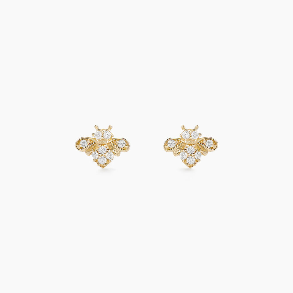 Boucles D&rsquo;oreilles Puces Bettye Or Jaune Oxyde De Zirconium