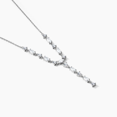 Collier Cravate Argent Blanc Shiny Nights Oxyde De Zirconium - Colliers Femme | Histoire d’Or