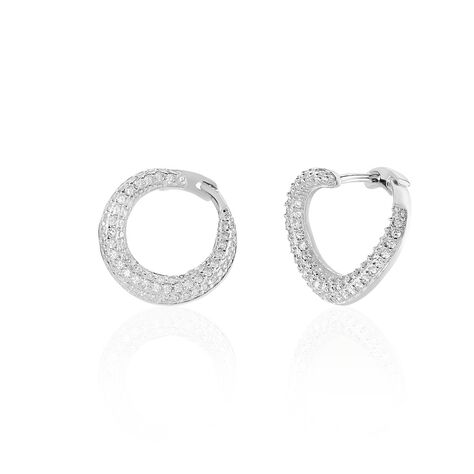 Créoles Uwe Argent Blanc Oxyde De Zirconium - Boucles d'oreilles créoles Femme | Histoire d’Or