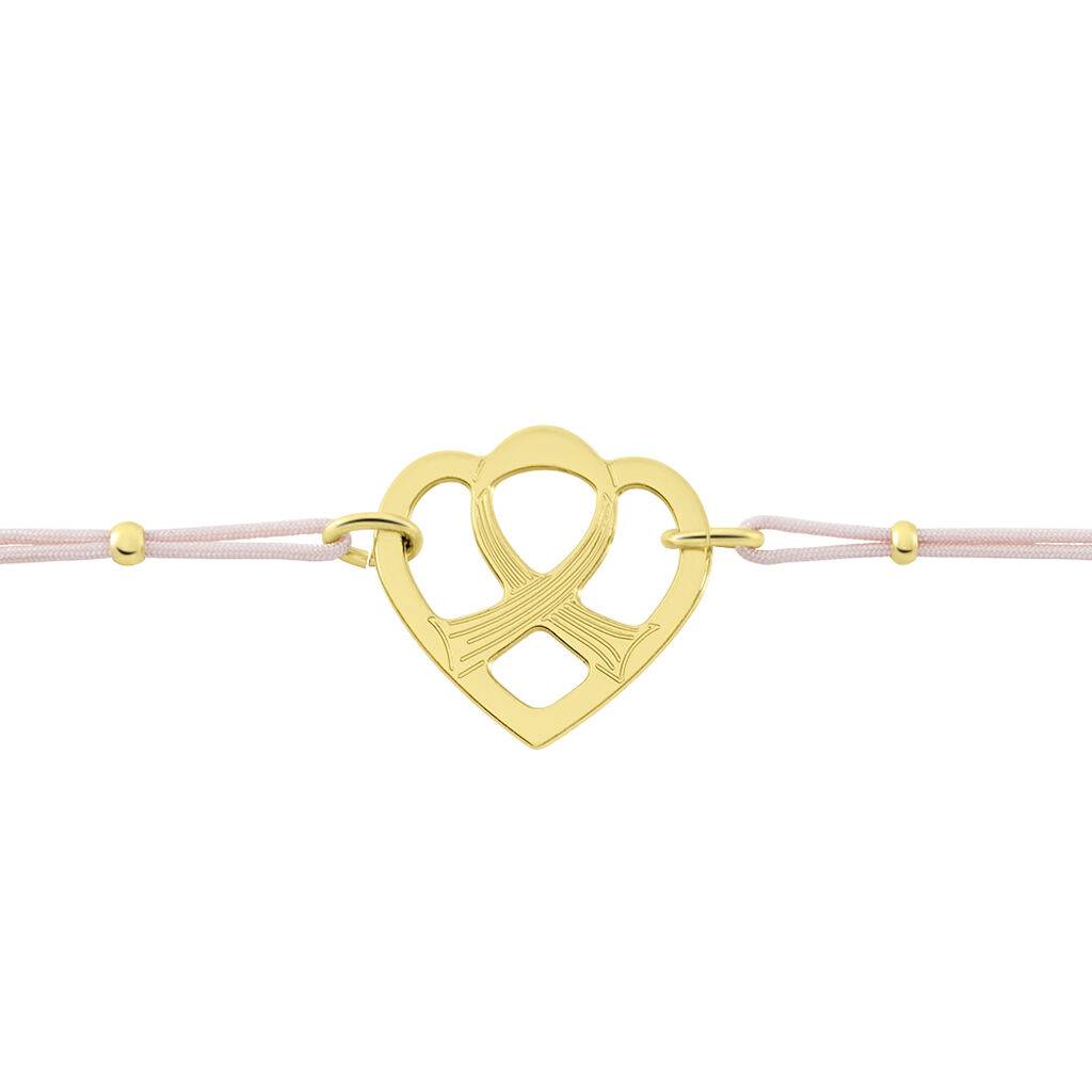 Bracelet Solidaire Lutte Contre Le Cancer Laiton Doré - Bracelets cordon Femme | Histoire d’Or