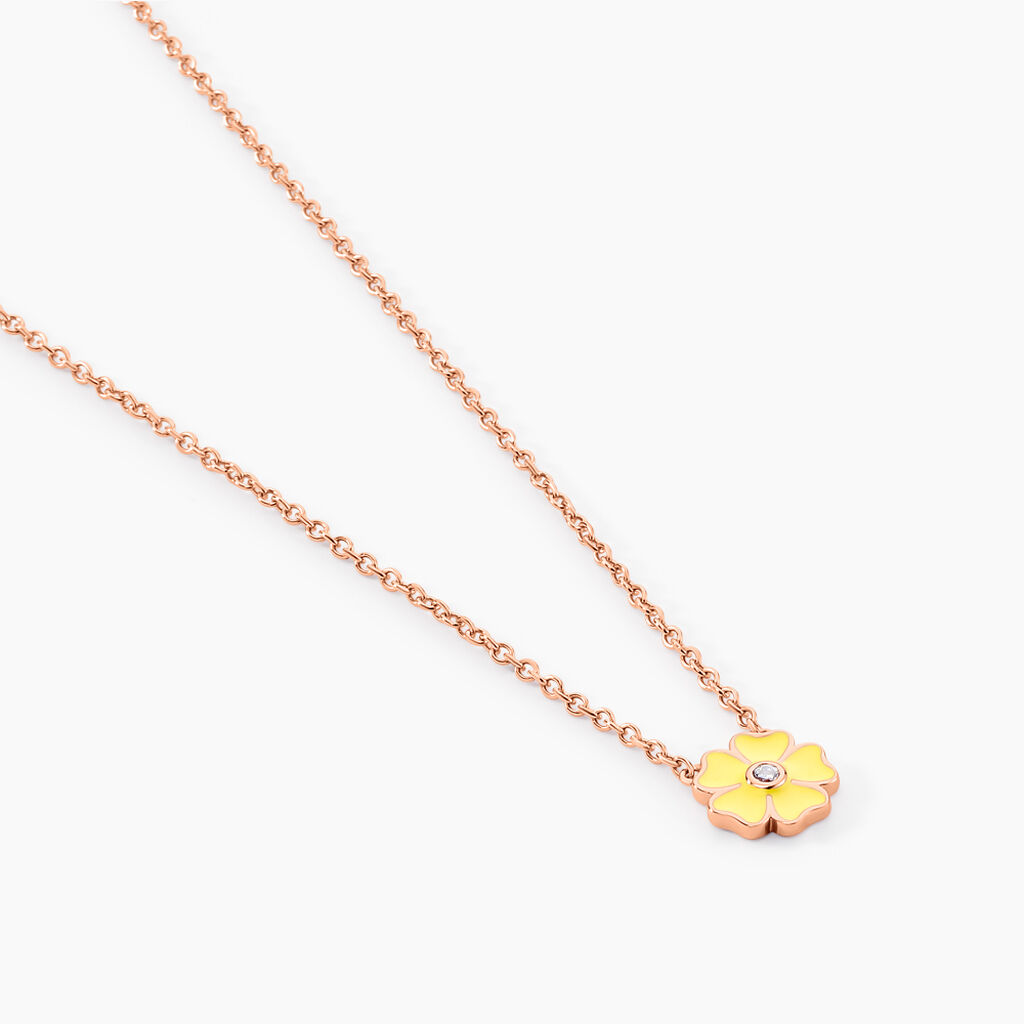 Collier Mimosa Argent Rose Oxyde De Zirconium - Ras de cou Femme | Histoire d’Or