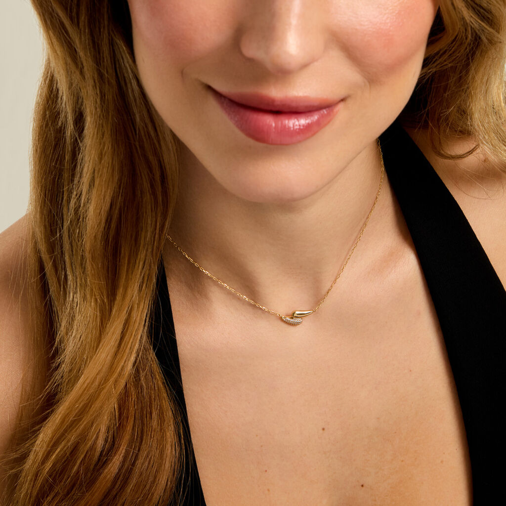 Collier Sunset Riviera Argent Dor&eacute; A L'Or 750/1000 Oxyde De Zirconium - Colliers Femme | Histoire d&rsquo;Or