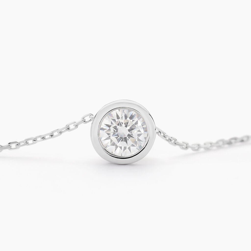 Collier Columbine Or Blanc Oxyde De Zirconium Blanc - Colliers Femme | Histoire d&rsquo;Or