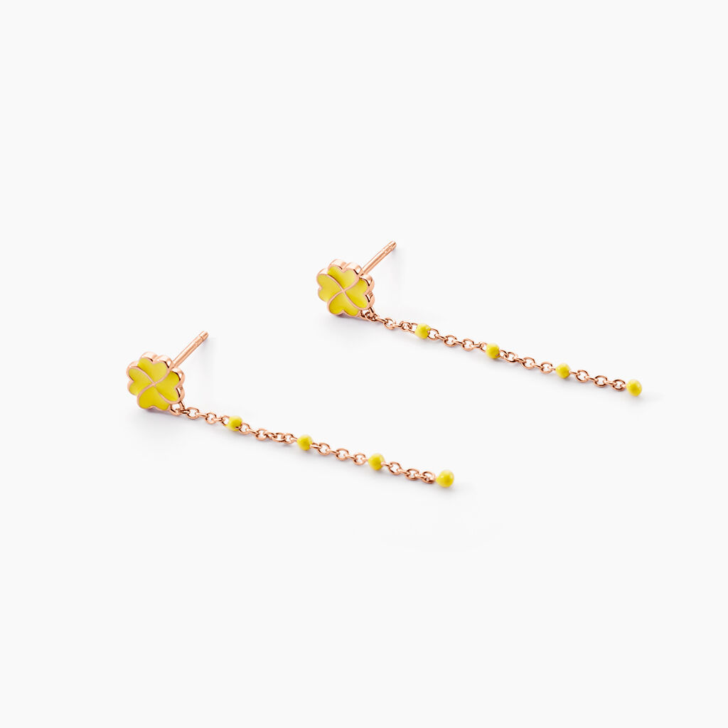 Boucles D'oreilles Pendantes Mimosa Argent Rose - Boucles d'oreilles fantaisie Femme | Histoire d’Or