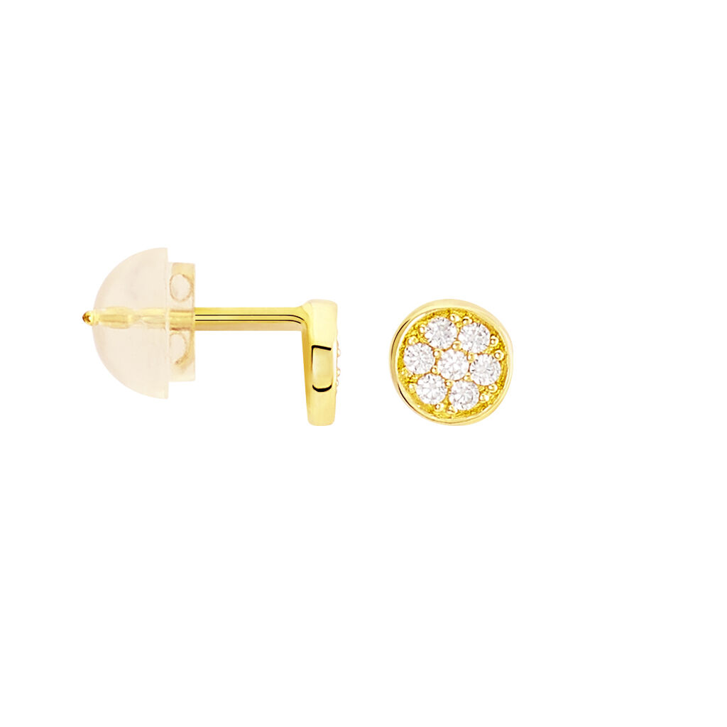 Boucles D'oreilles Puces Pastille Serti Clos Or Jaune Oxyde - Clous d'oreilles Femme | Histoire d’Or