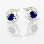 Boucles D'oreilles Puces Lydia Or Blanc Saphir - Clous d'oreilles Femme | Histoire d&rsquo;Or