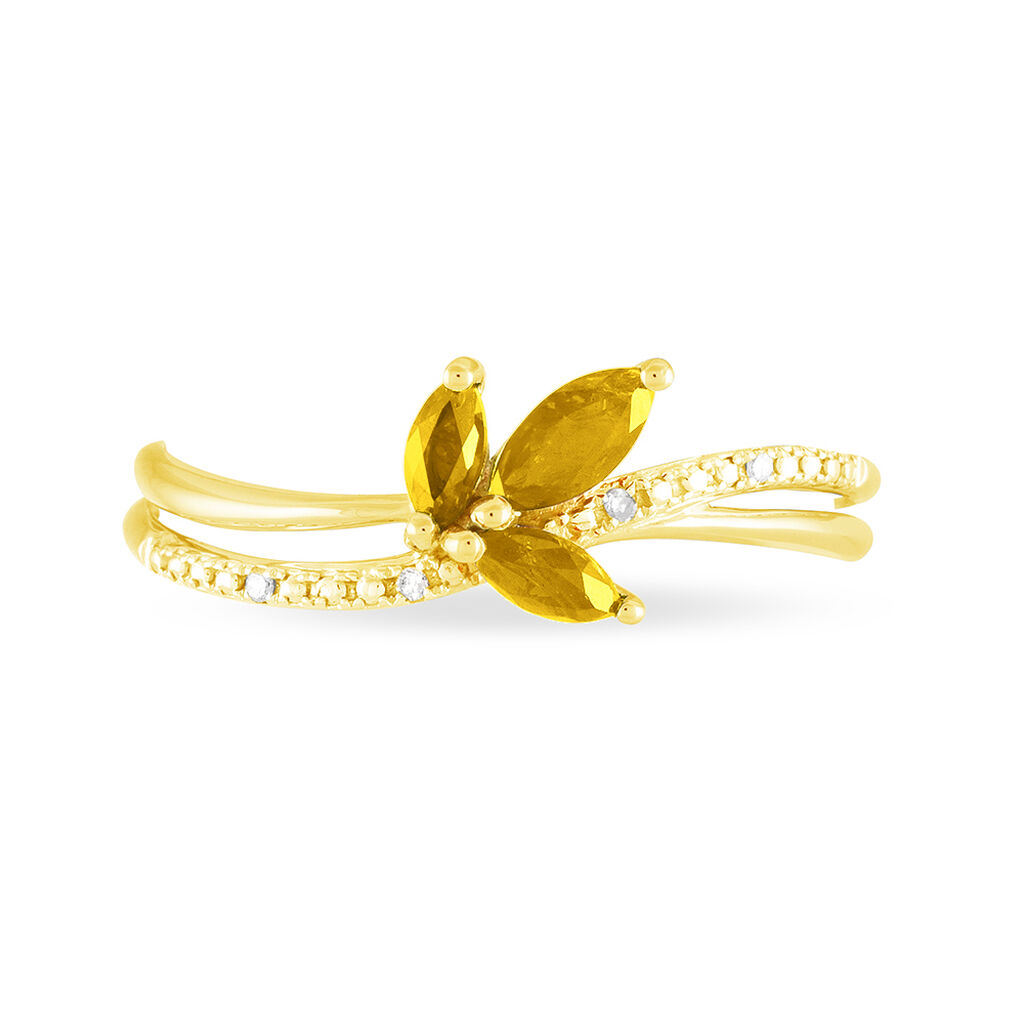 Bague Angie Or Jaune Citrine Et Diamant - Bagues avec pierre Femme | Histoire d’Or