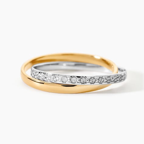 Alliance Double Anneaux Ruban Plat Or Bicolore - Alliances Unisex | Histoire d&rsquo;Or