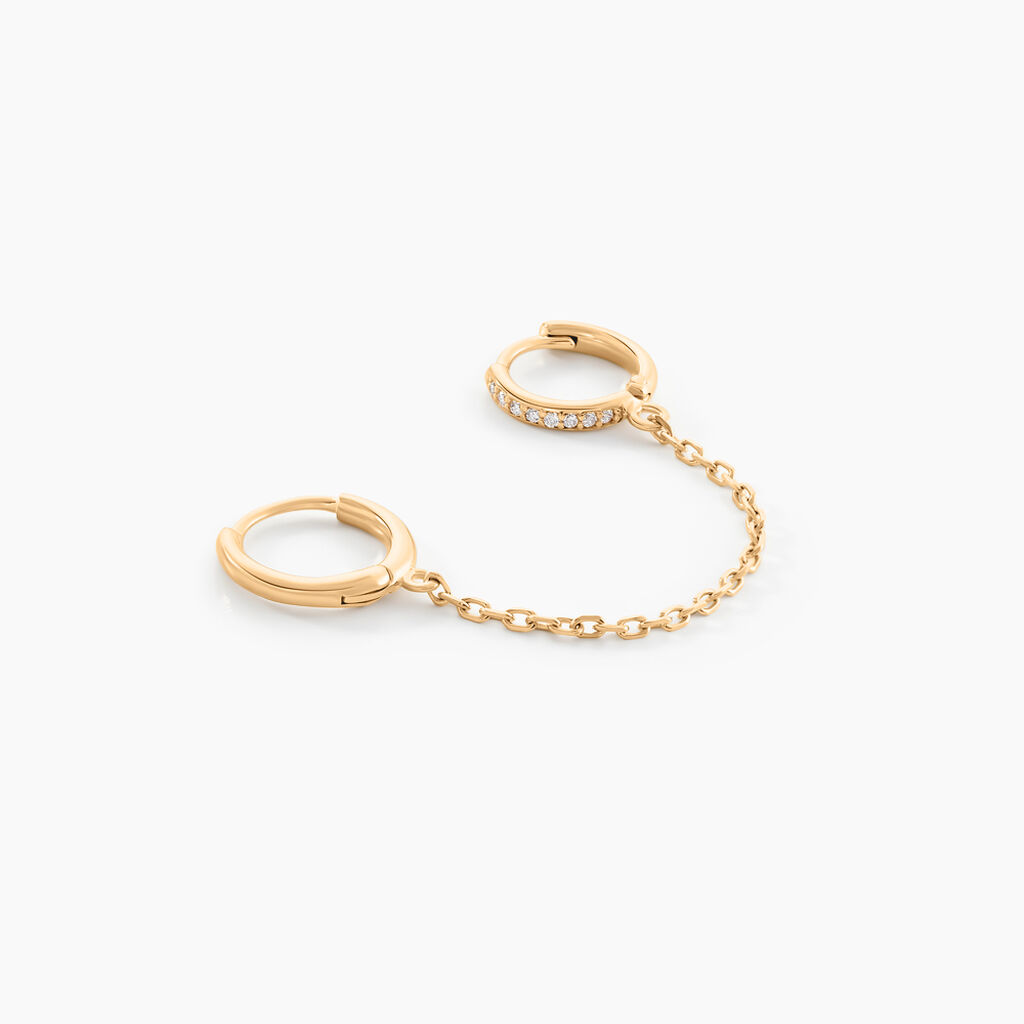 Boucle D'oreille Unitaire Plaqu&eacute; Or Thed Oxydes De Zirconium - Boucles d'oreilles fantaisie Femme | Histoire d&rsquo;Or