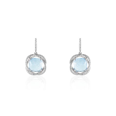 Boucles D'oreilles Puces Marie-jacqueline Or Blanc Topaze Et Diamant - Boucles d'oreilles pendantes Femme | Histoire d’Or