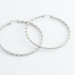 Creoles Acier Blanc Antonello - Boucles d'oreilles cr&eacute;oles Femme | Histoire d&rsquo;Or