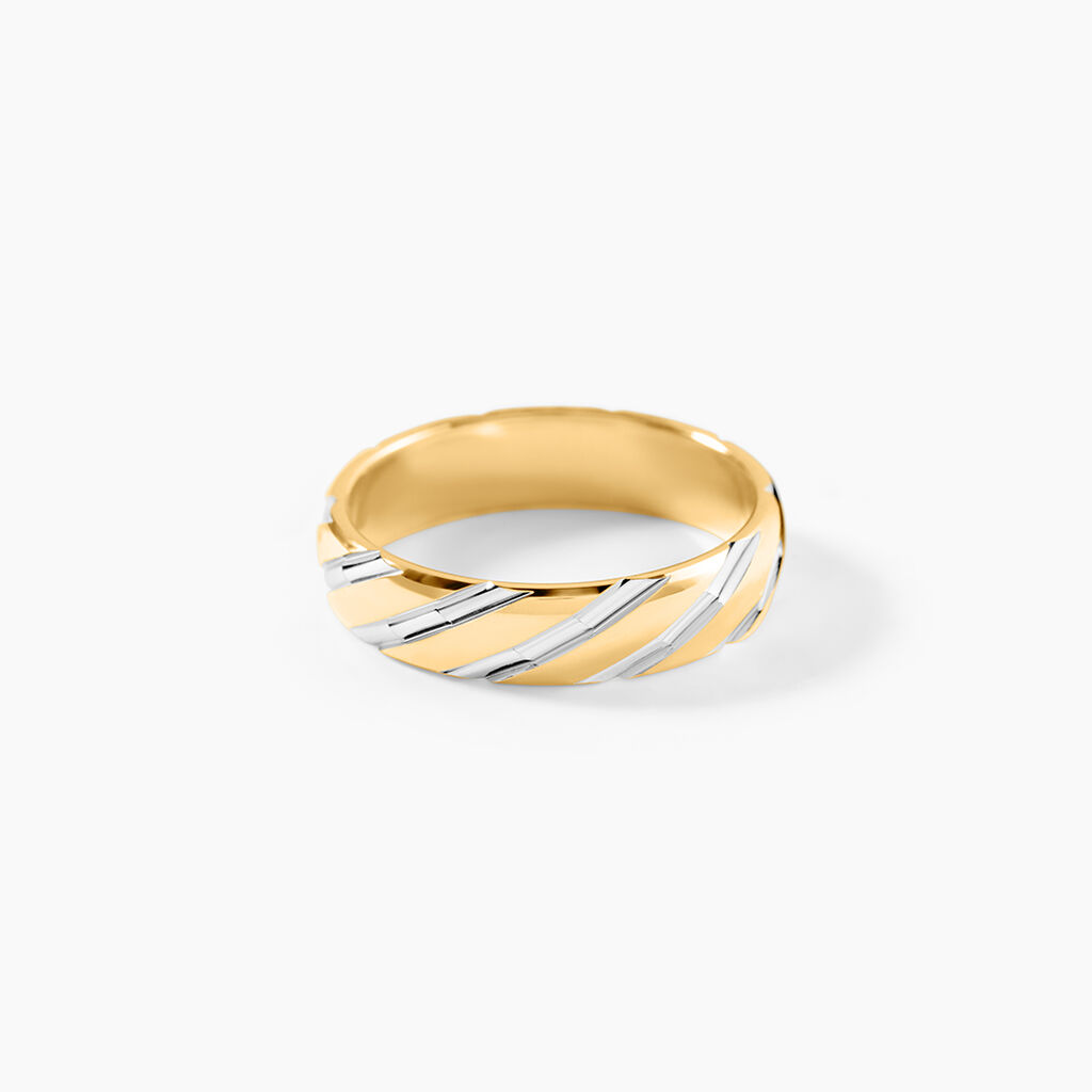 Alliance Strie Fantaisie Demi Jonc Classique Or Bicolore - Alliances Unisex | Histoire d&rsquo;Or