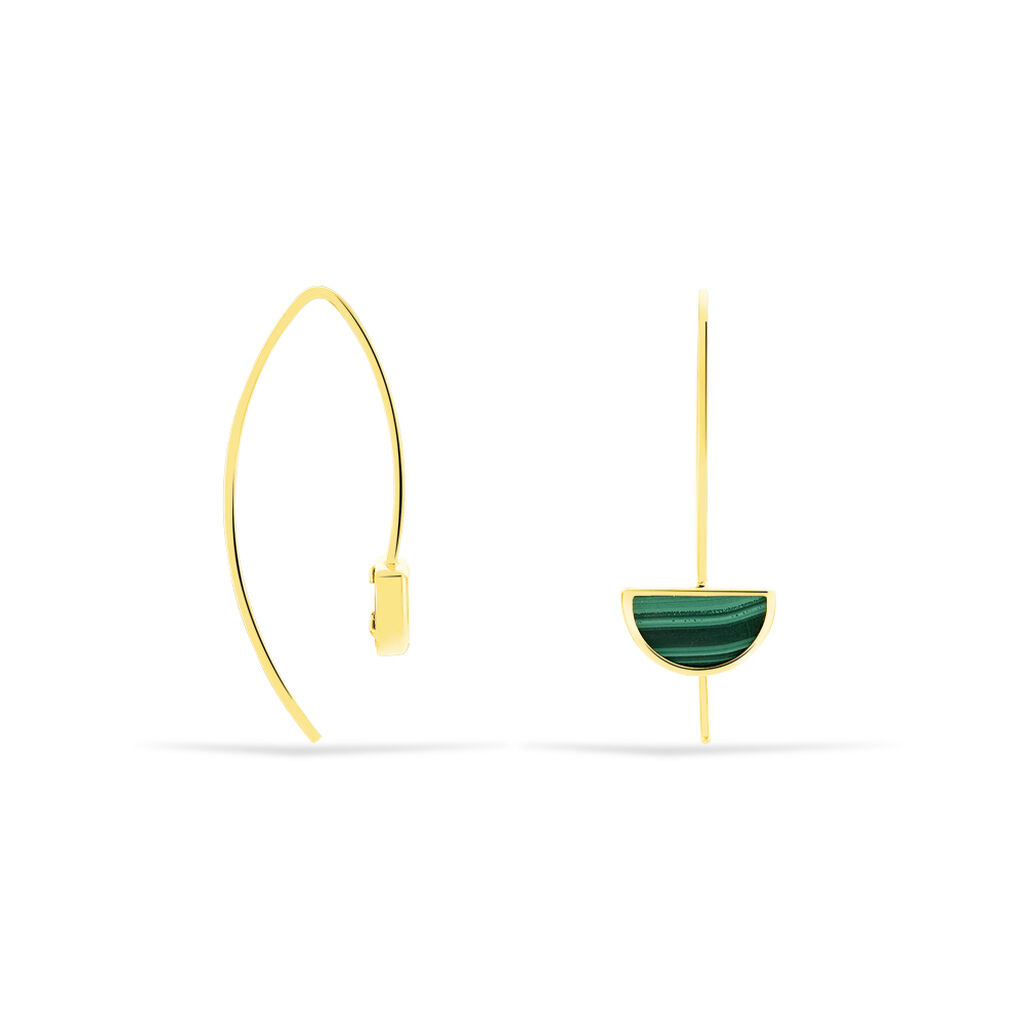 Boucles D'oreilles Pendantes Florica Or Jaune Malachite - Boucles d'oreilles pendantes Femme | Histoire d&rsquo;Or