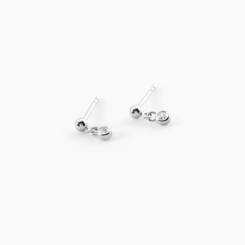 Boucles D'Oreilles Pendantes Fishke Argent Blanc Oxyde De Zirconium - Boucles d'oreilles fantaisie Femme | Histoire d&rsquo;Or