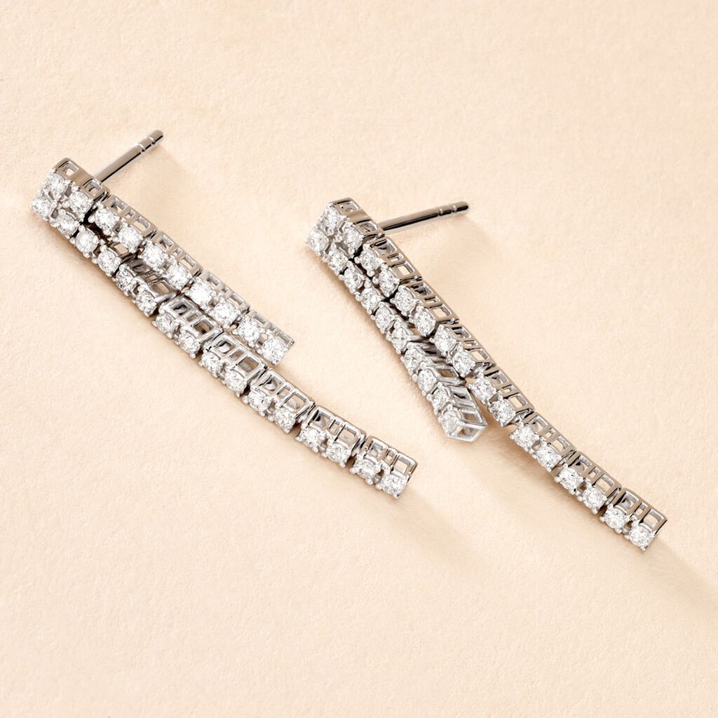 Boucles D'oreilles Pendantes River Or Blanc Diamant - Boucles d'oreilles pendantes Femme | Histoire d’Or