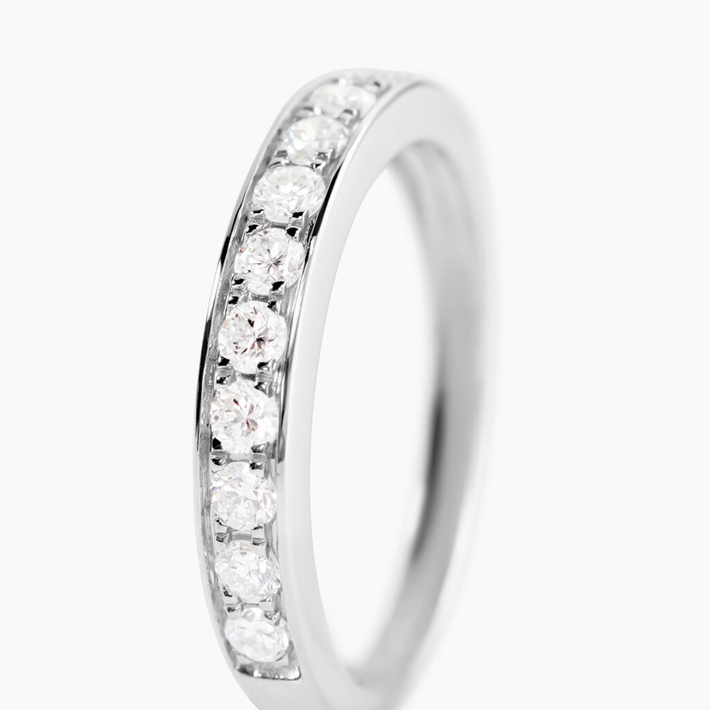 Demi-alliance Or Blanc Valentine Diamants Synthetique - Alliances Femme | Histoire d&rsquo;Or