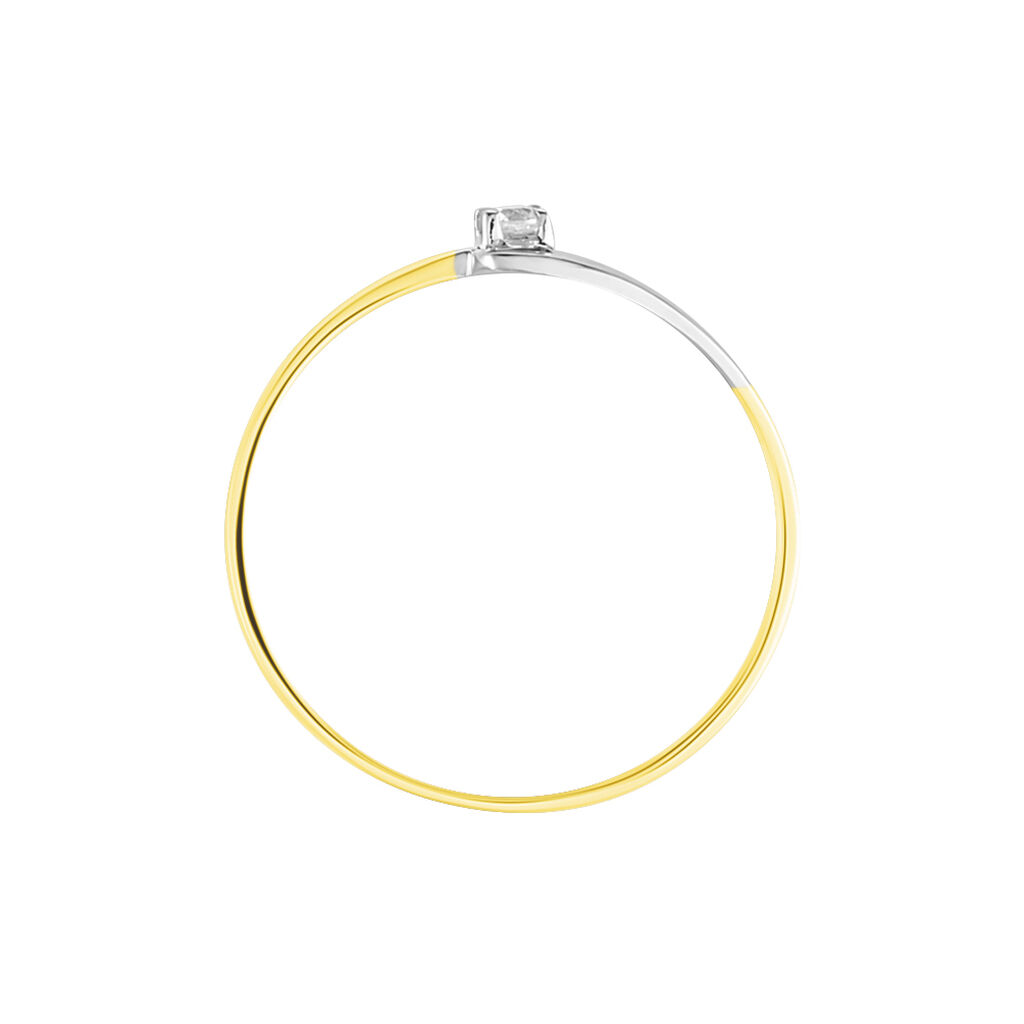 Bague Nesryne Or Bicolore Oxyde De Zirconium - Bagues solitaires Femme | Histoire d&rsquo;Or