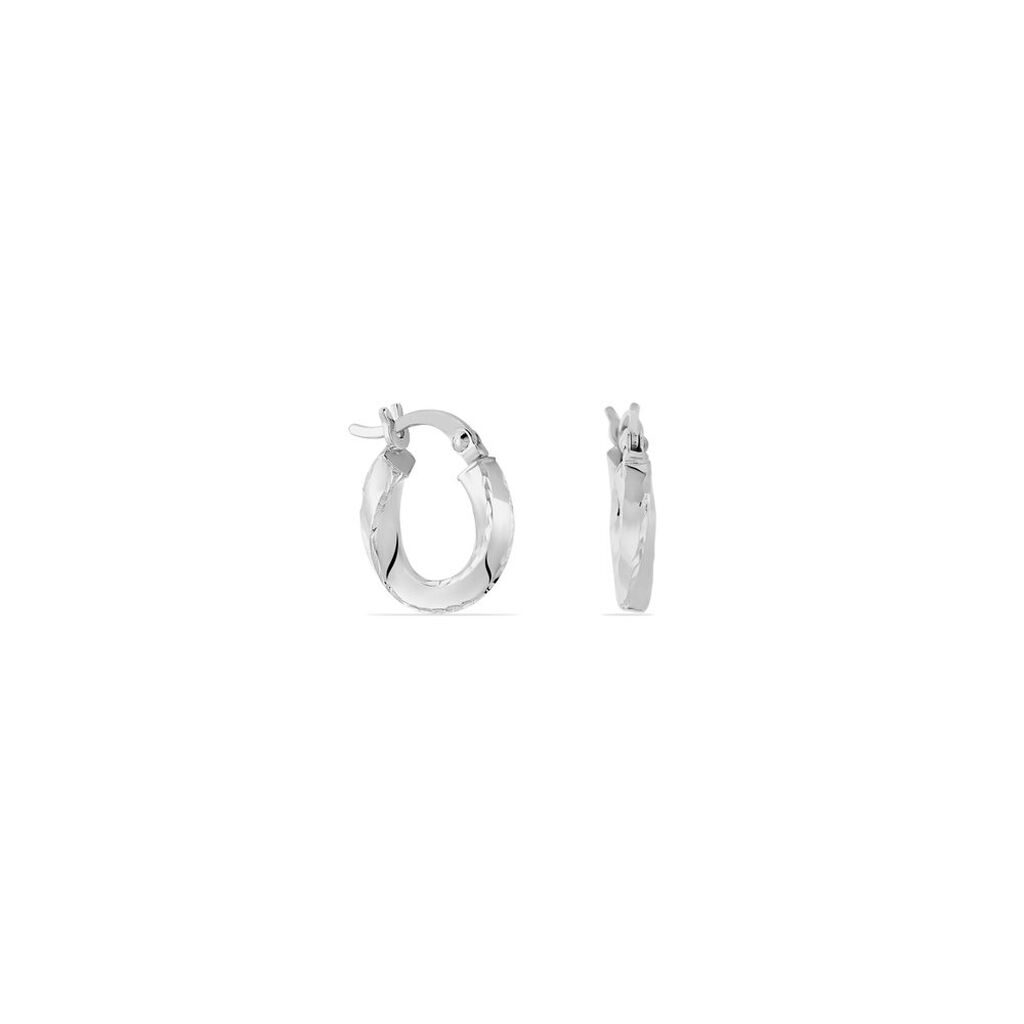 Créoles Argent Blanc Ava - Boucles d'oreilles créoles Femme | Histoire d’Or