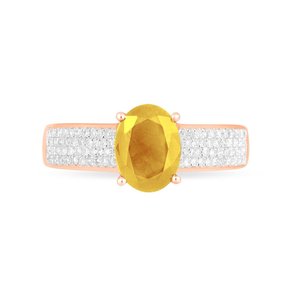 Bague Crista Or Rose Citrine Et Diamant - Bagues solitaires Femme | Histoire d&rsquo;Or