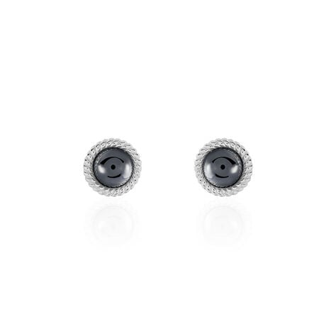 Boucles D'oreilles Puces Adelyne Argent Blanc Céramique - Boucles d'oreilles fantaisie Femme | Histoire d’Or