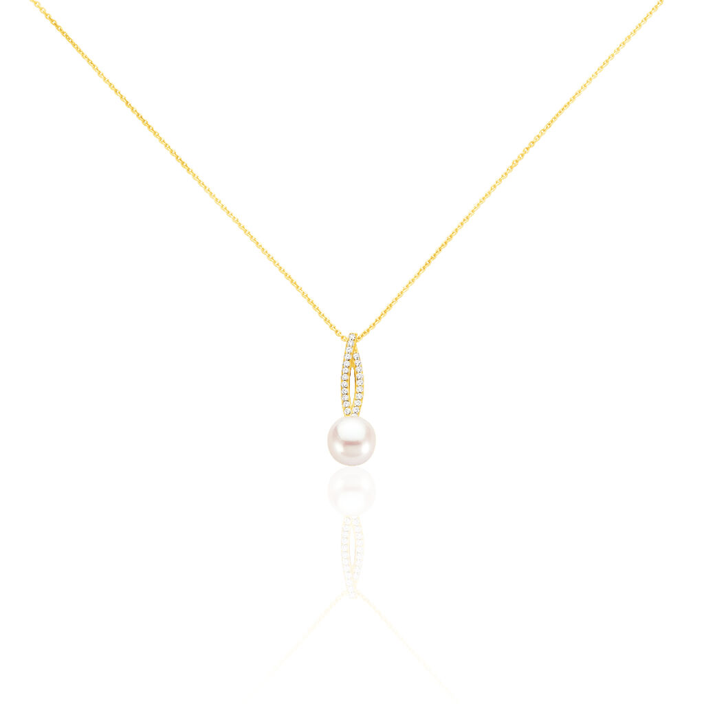 Collier Tesnimae Or Jaune Oxyde De Zirconium Et Perle De Culture - Colliers Femme | Histoire d’Or