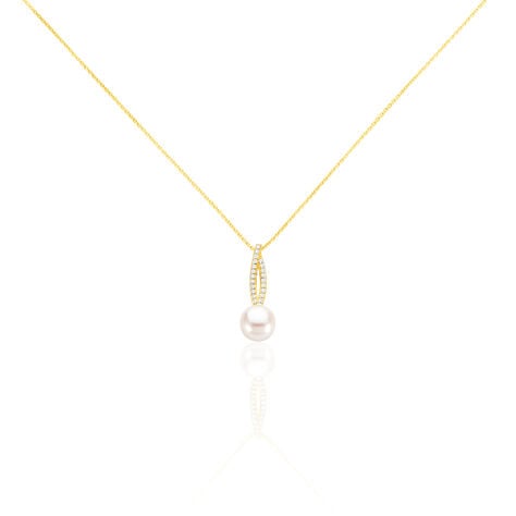 Collier Tesnimae Or Jaune Oxyde De Zirconium Et Perle De Culture - Colliers Femme | Histoire d’Or