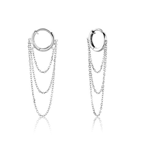 Créoles Argent Blanc Nissa - Boucles d'oreilles créoles Femme | Histoire d’Or