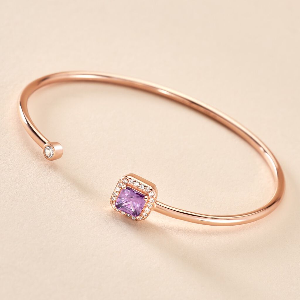 Bracelet Jonc Purple Mood Argent Rose Oxyde De Zirconium - Bracelets joncs Femme | Histoire d&rsquo;Or