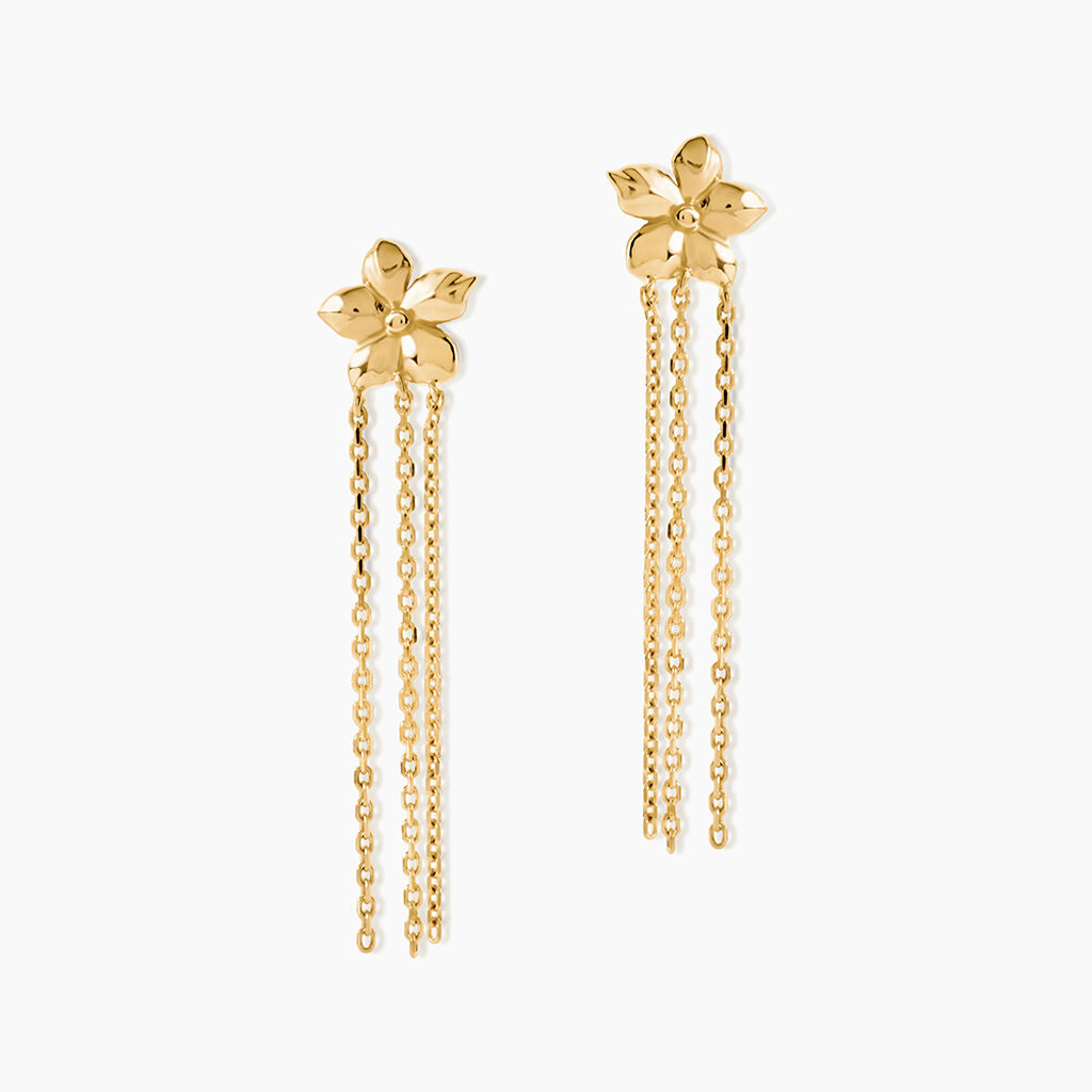 Boucles D'Oreilles Pendantes Faustina Argent Dor&eacute; A L'Or 750/1000 - Boucles d'oreilles pendantes Femme | Histoire d&rsquo;Or