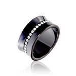 Bague Ceramik Design Argent Blanc C&eacute;ramique Et Strass - Bagues avec pierre Femme | Histoire d&rsquo;Or