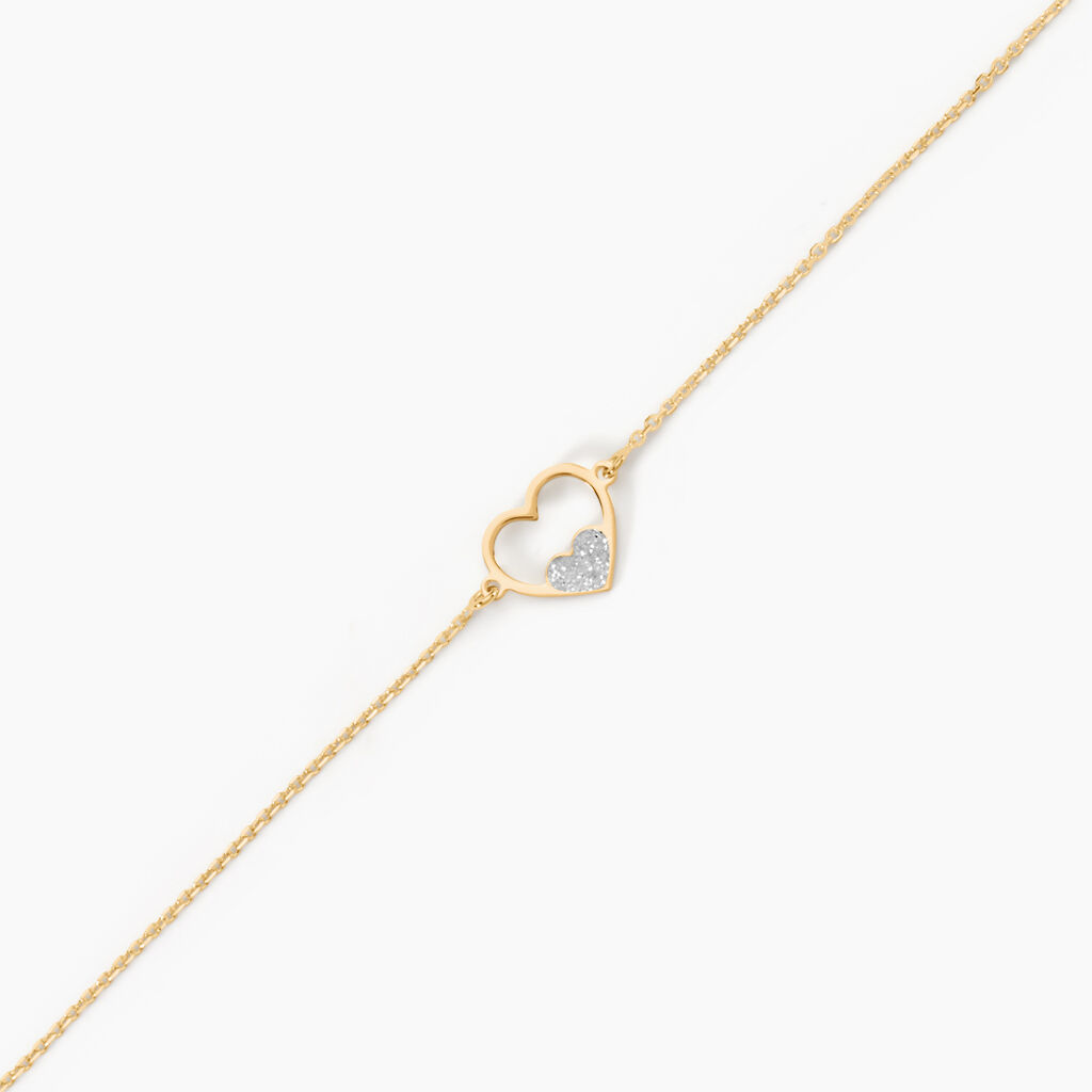 Bracelet Femme Or Jaune Gold Filled 9k – Longueur 24 Cm, Pendentif Cœur – Occasion, Style élégant