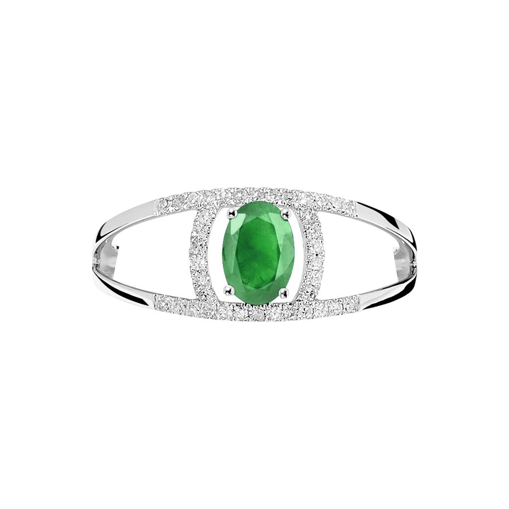 Bague Agathe Or Blanc Emeraude Et Diamant - Bagues solitaires Femme | Histoire d’Or