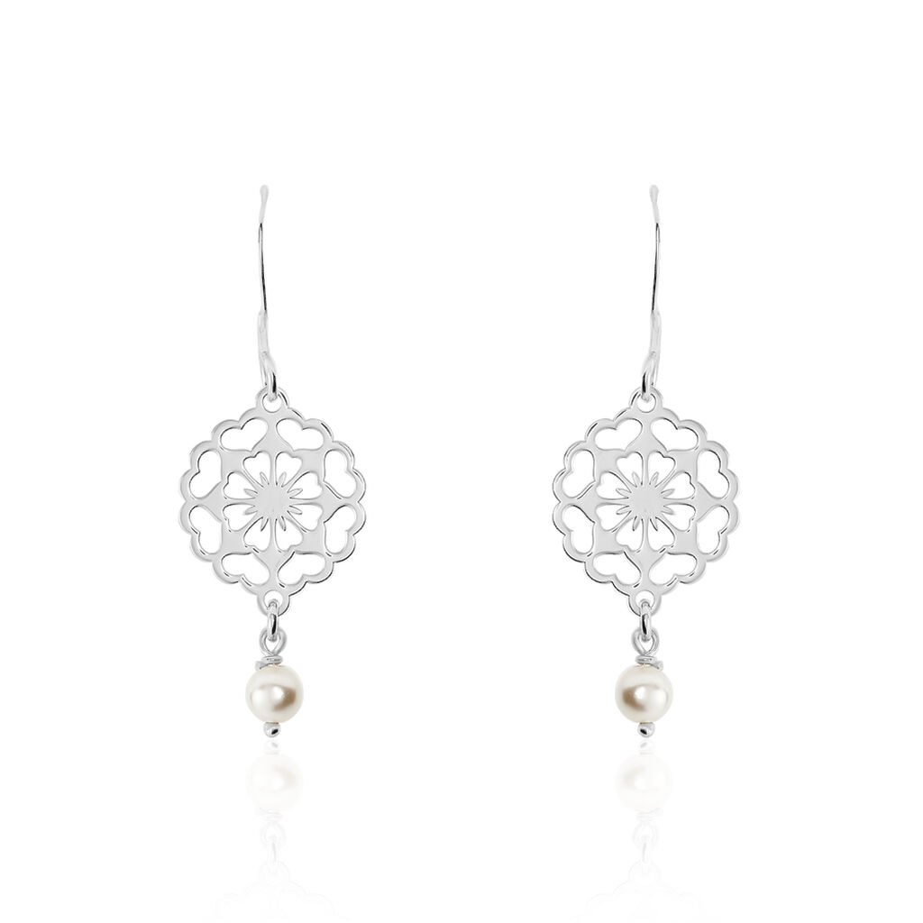 Boucles D'oreilles Pendantes Enaelle Argent Blanc Perle D'imitation - Boucles d'oreilles fantaisie Femme | Histoire d’Or