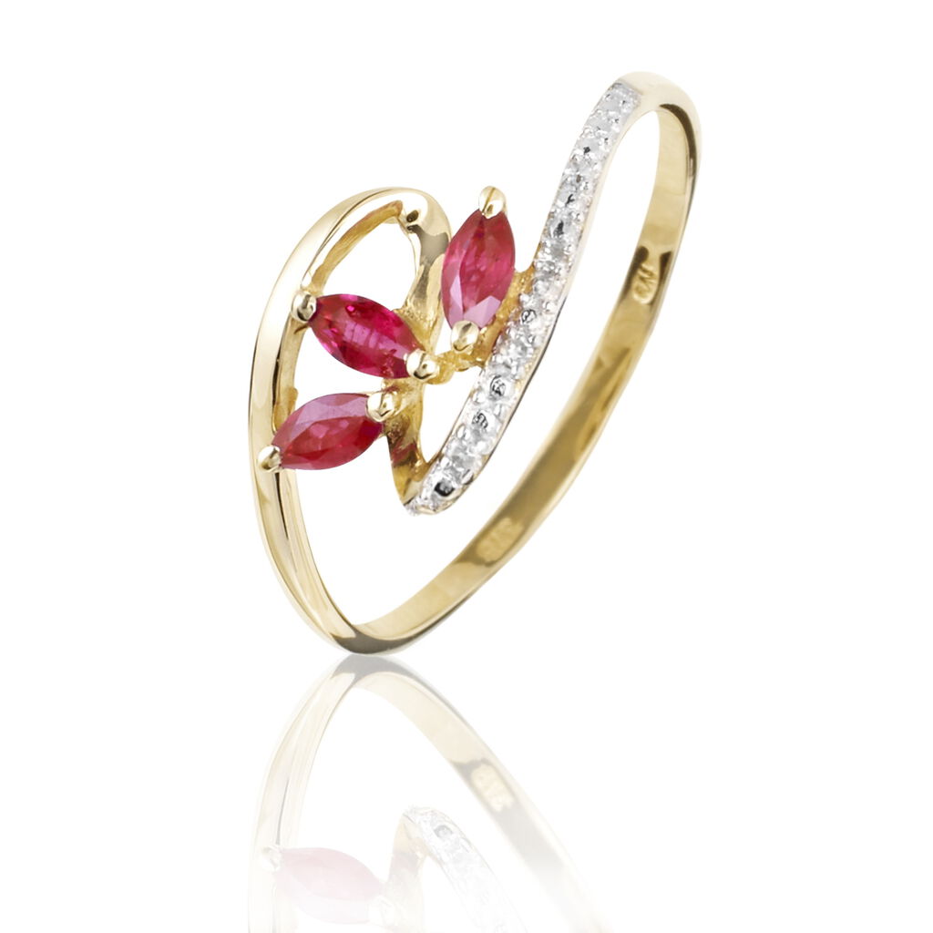 Bague Naceira Or Bicolore Rubis Et Diamant - Bagues avec pierre Femme | Histoire d&rsquo;Or