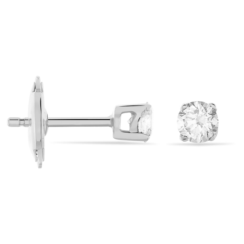 Boucles D'oreilles Or Blanc Victoria Puces Diamants - Clous d'oreilles Femme | Histoire d&rsquo;Or