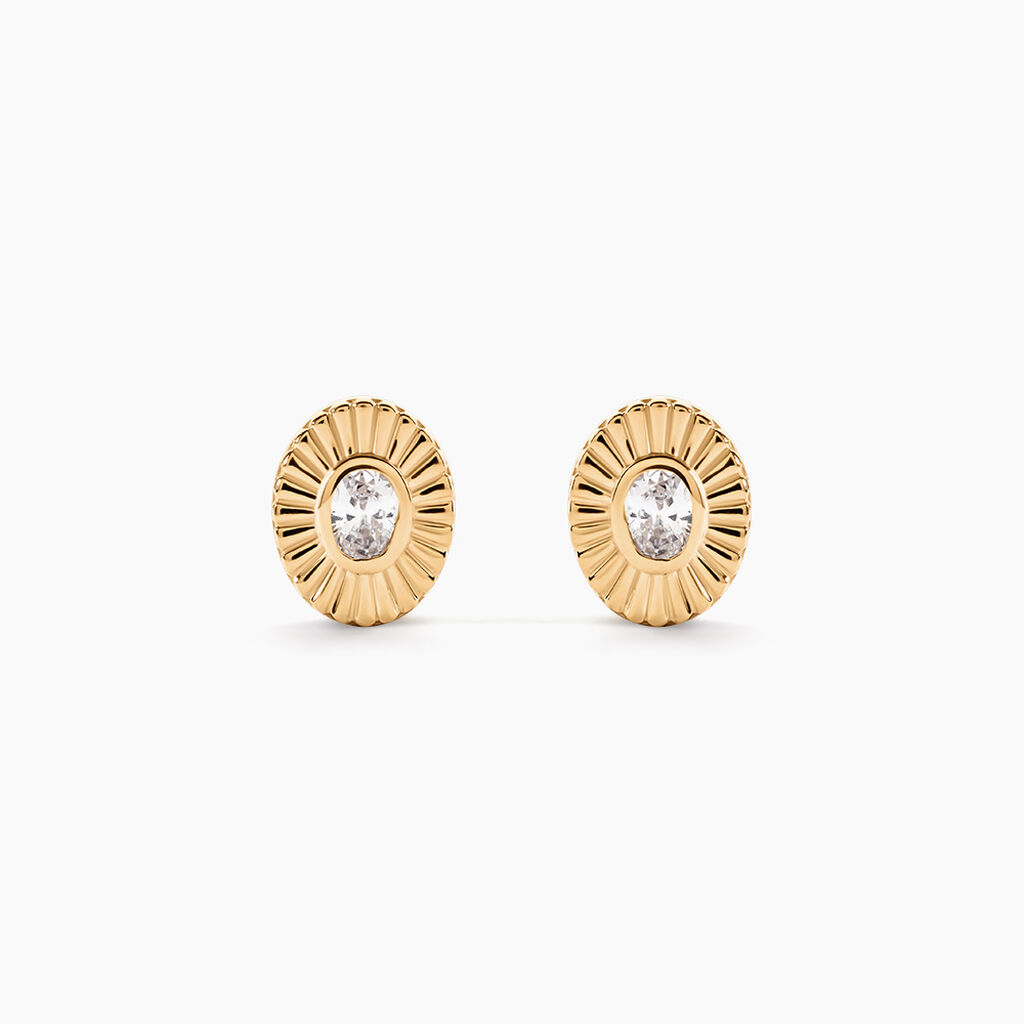 Boucles D'Oreilles Puces Solaria Plaqu&eacute; Or Jaune Oxyde De Zirconium - Boucles d'oreilles fantaisie Femme | Histoire d&rsquo;Or