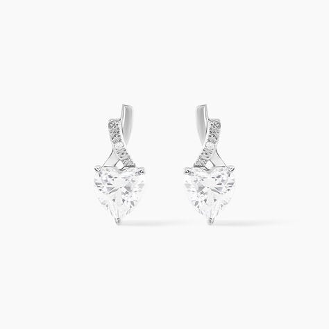 Boucles D'oreilles Puces Clothilde Or Blanc Oxyde De Zirconium - Clous d'oreilles Femme | Histoire d’Or