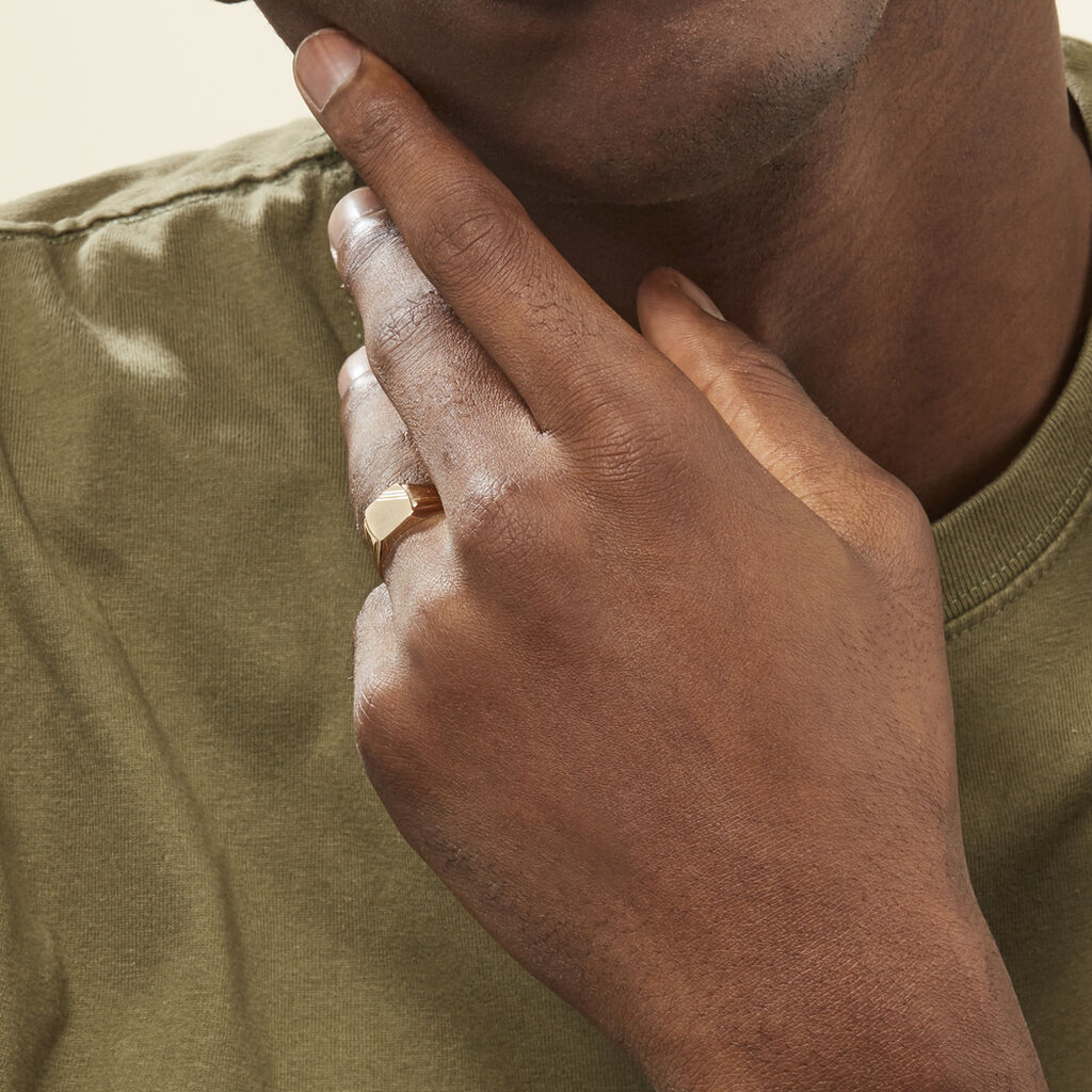 Chevalière Goliath Carree Diamantee Or Jaune - Chevalières Unisex | Histoire d’Or