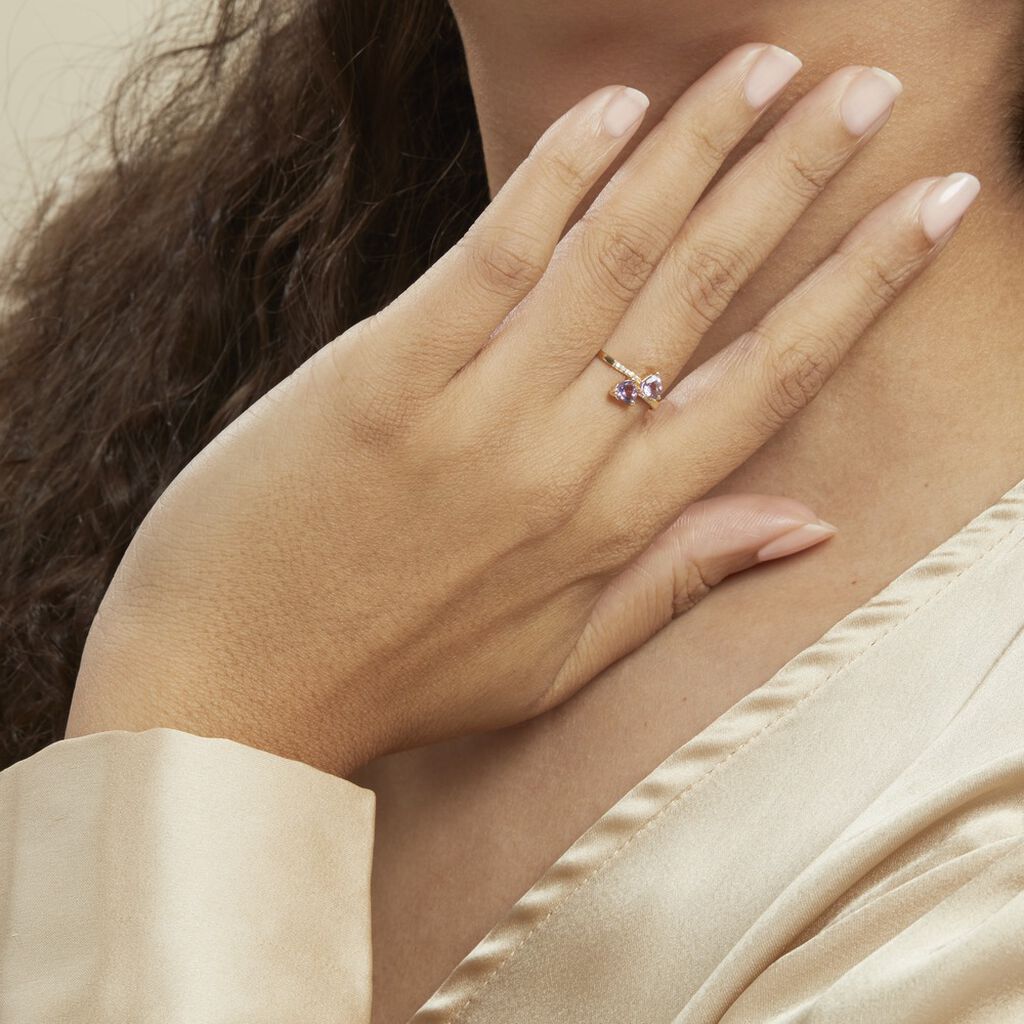 Bague Myrtie Or Jaune Amethyste Violet Oxyde De Zirconium - Bagues avec pierre Femme | Histoire d’Or