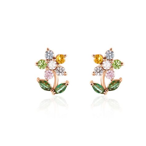 Boucles D'oreilles Puces Moana Argent Rose Oxyde De Zirconium - Boucles d'oreilles fantaisie Femme | Histoire d’Or