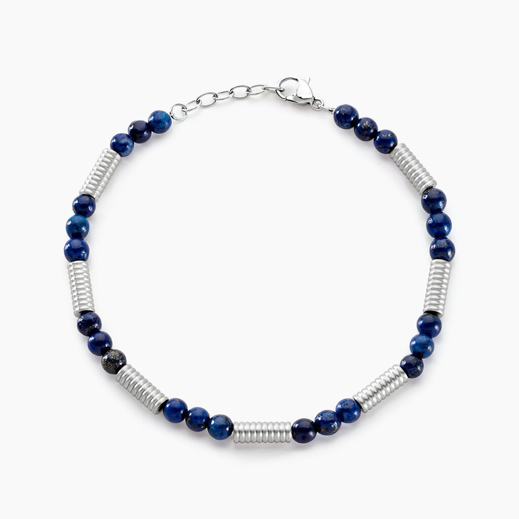 Bracelet Olek Acier Blanc Lapis Lazuli - Bracelets Homme | Histoire d’Or